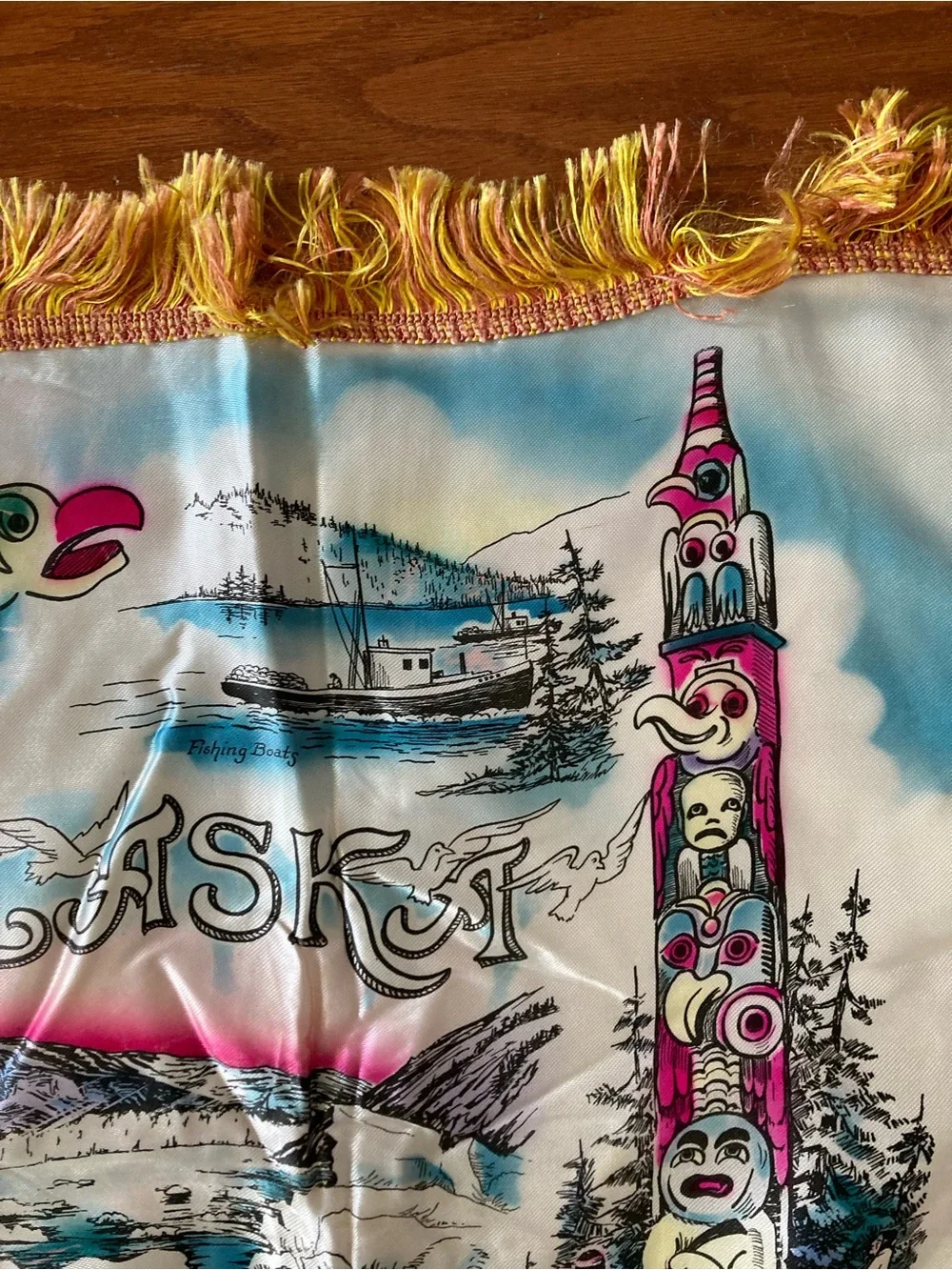 Vintage‎ 1950’s Satin Souvenir Pillow Case Alaska